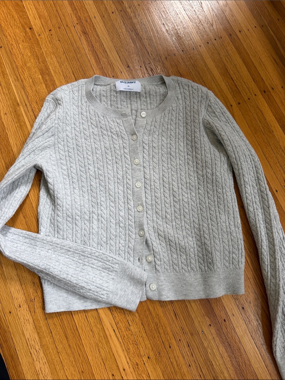 Old Navy Women's Light Gray Cable-Knit Button Cardigan